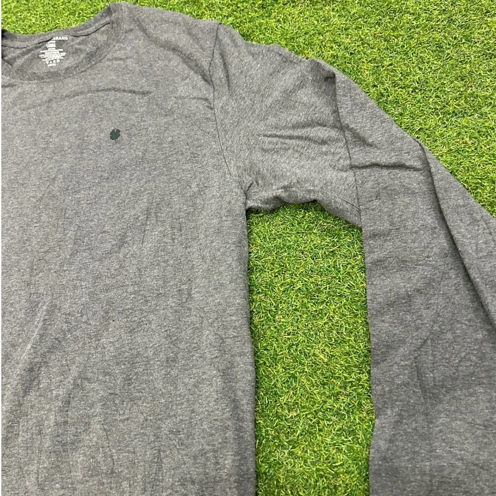 Lucky Brand Mens Long Sleeve Sleepwear Shirt Charcoal Gray Clover Logo Large